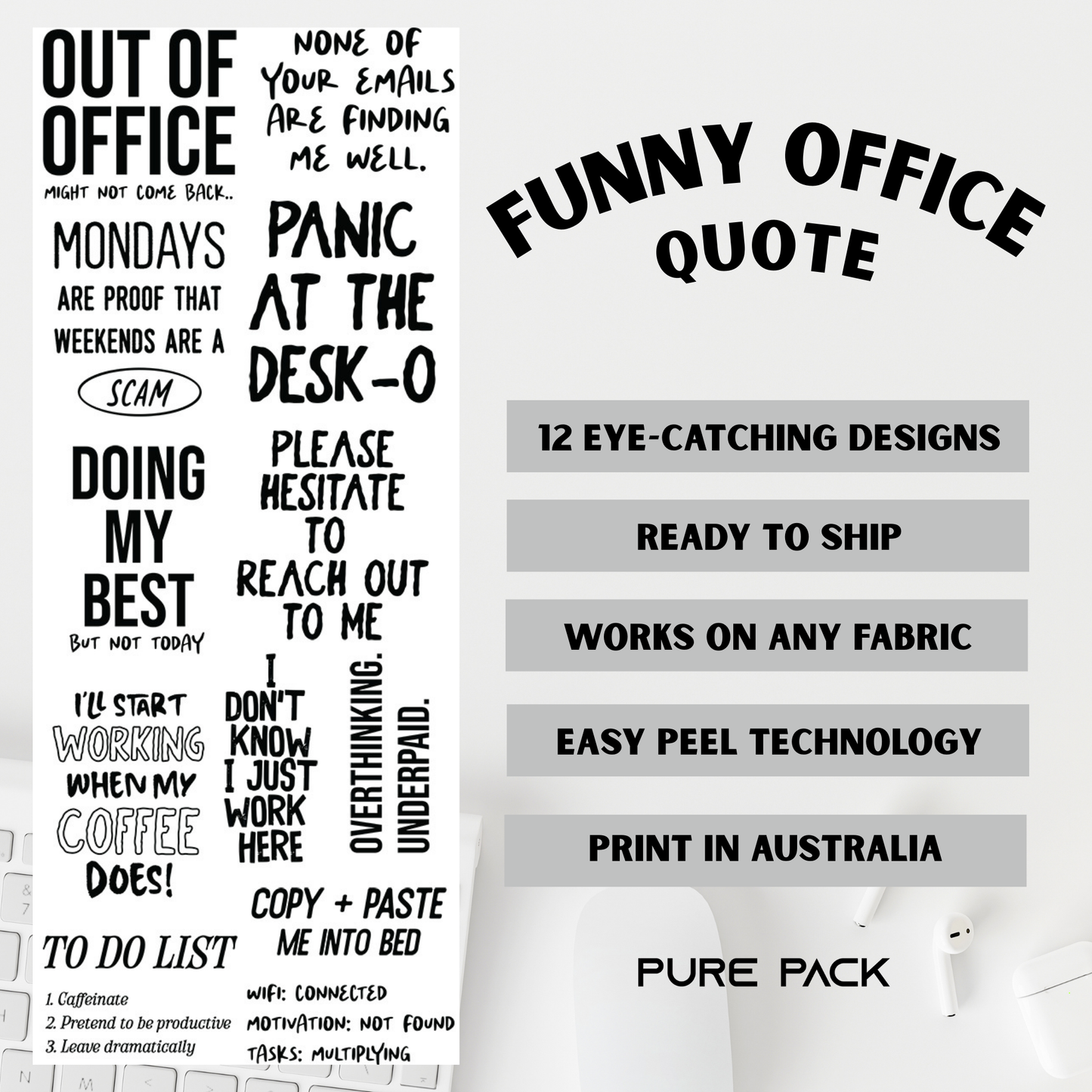 Funny Office Quote (12 transfers) - Pre-made DTF Gang Sheet #011