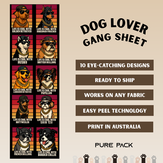 Dog Lover v1 (10 transfers) - Pre-made DTF Gang Sheet #012