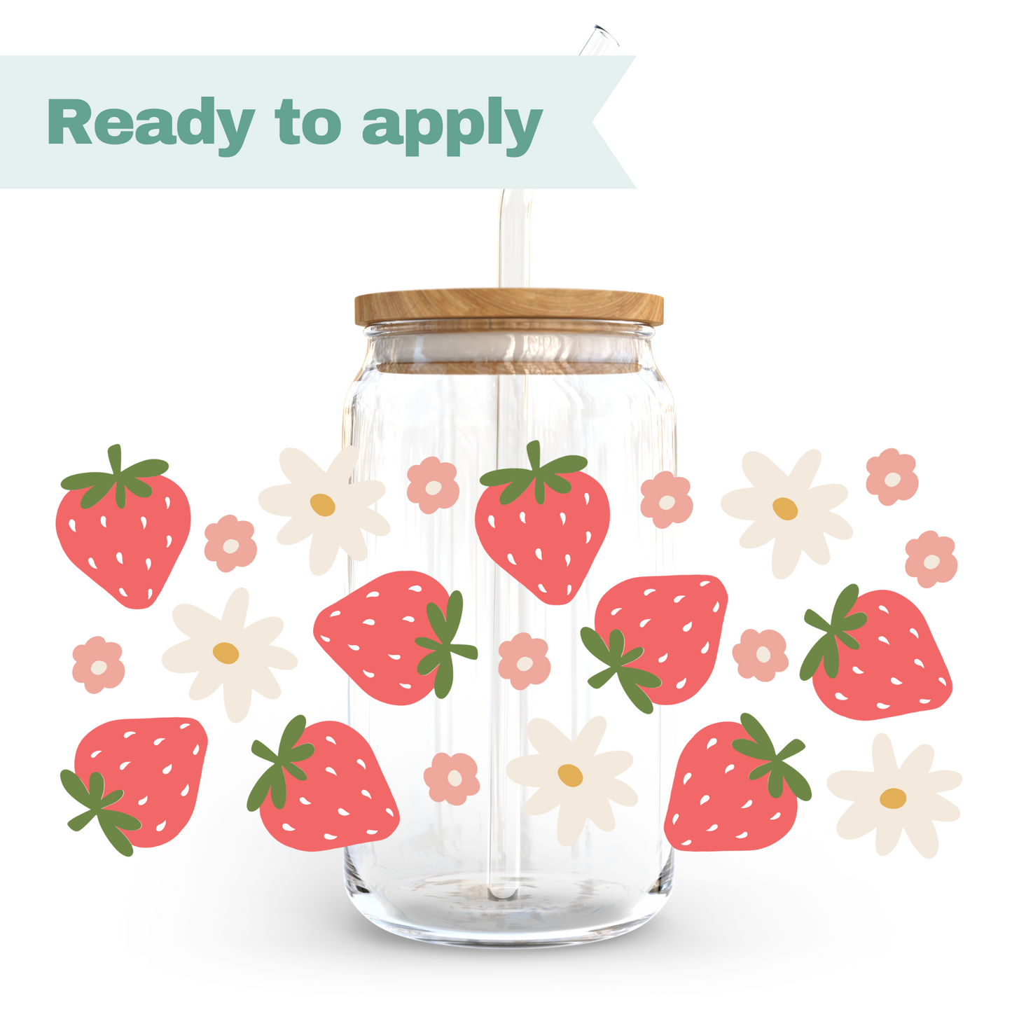 Floral Strawberry - 16oz UVDTF cup wrap #0105