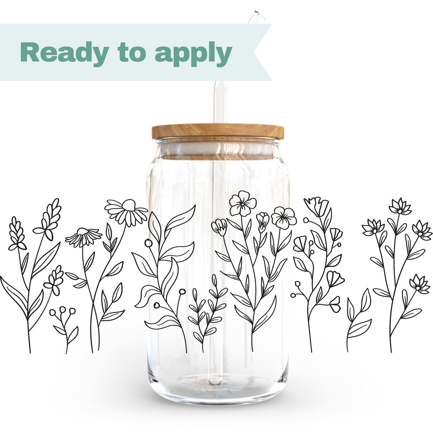 Minimal Wildflowers - 16oz UVDTF cup wrap #0070
