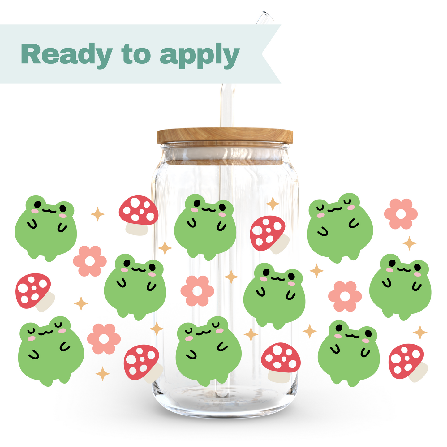 Kawaii Frog - 16oz UVDTF cup wrap #0157