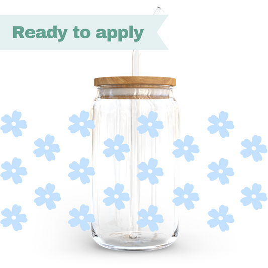 Blue Boho flowers - 16oz UVDTF cup wrap #0067