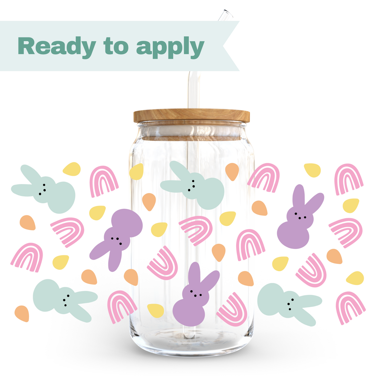 Easter Bunny Rainbows - 16oz UVDTF cup wrap #0116