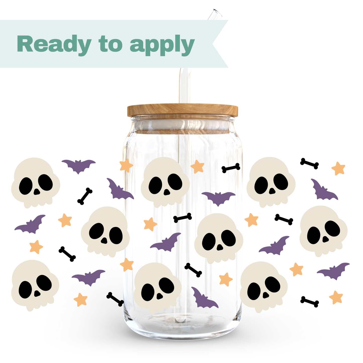 Cute Spooky Skulls - 16oz UVDTF cup wrap #0159