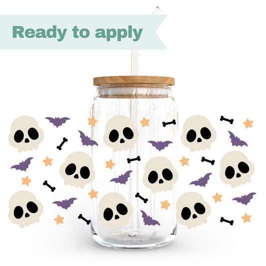 Cute Spooky Skulls - 16oz UVDTF cup wrap #0159