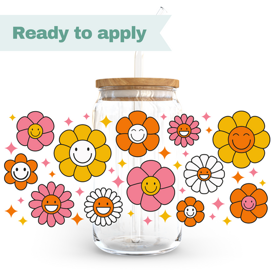 Smiley Daisies - 16oz UVDTF cup wrap #0165