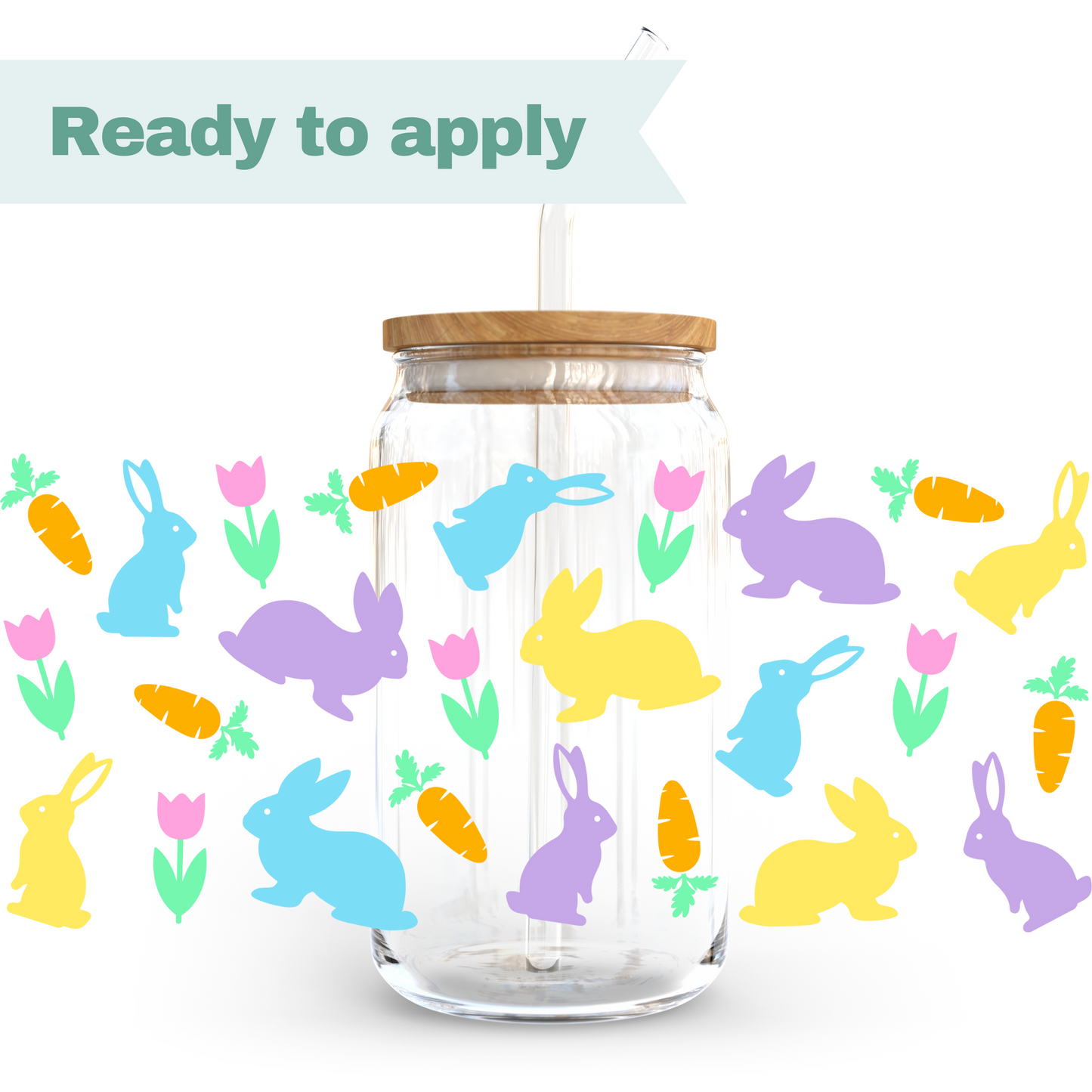 Colourful Bunny Fun - 16oz UVDTF cup wrap #0141