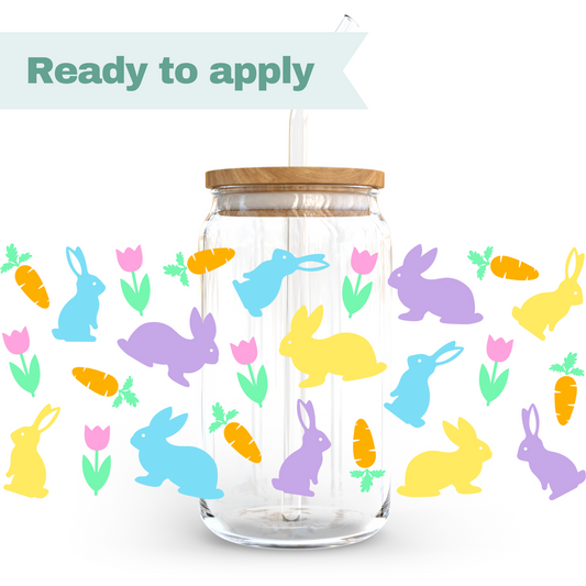 Colourful Bunny Fun - 16oz UVDTF cup wrap #0141