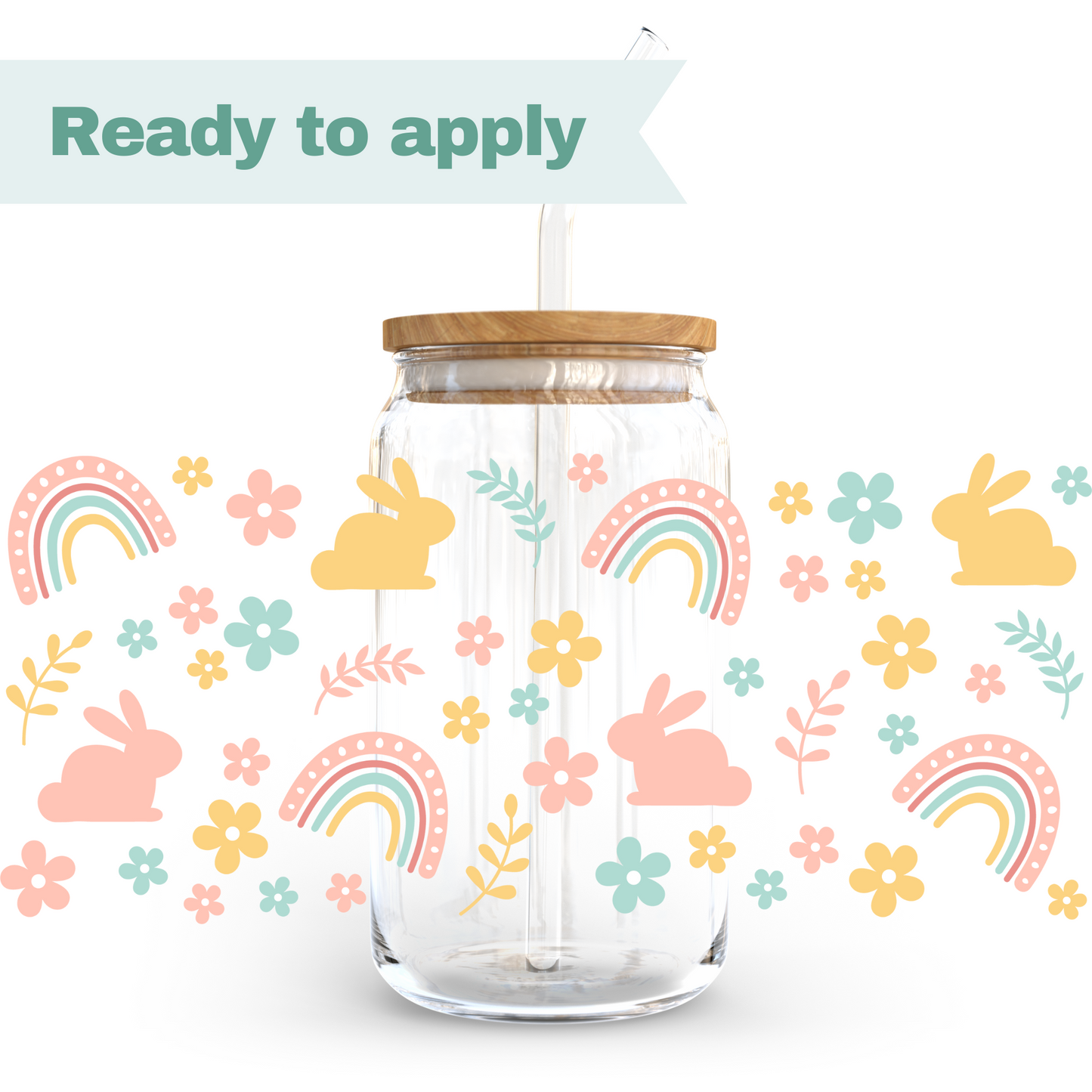 Rainbow Bunny - 16oz UVDTF cup wrap #0143
