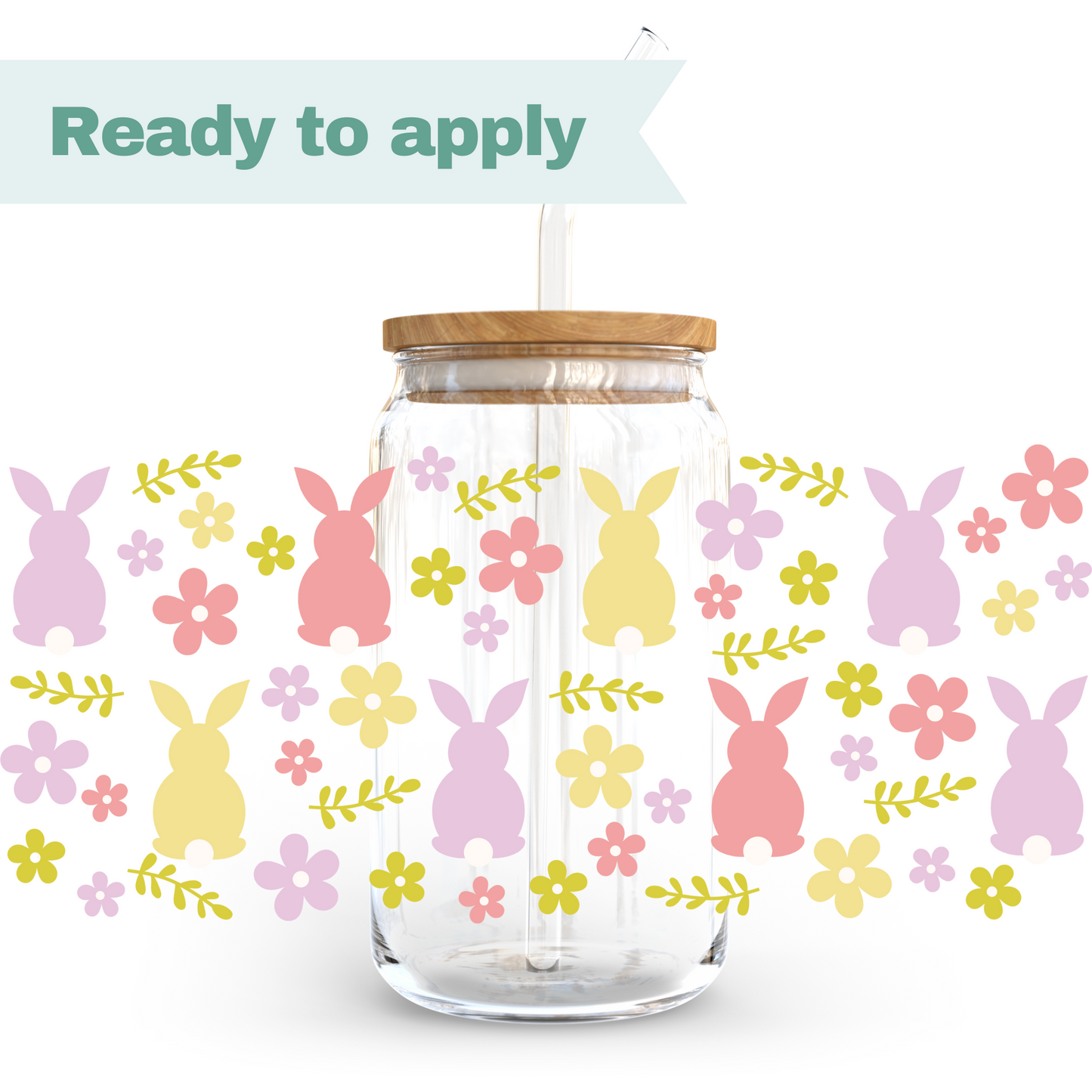 Pastel Bunny Blooms - 16oz UVDTF cup wrap #0145
