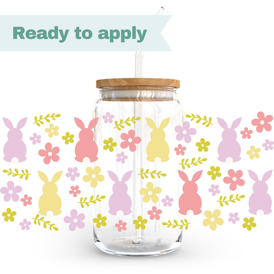 Pastel Bunny Blooms - 16oz UVDTF cup wrap #0145
