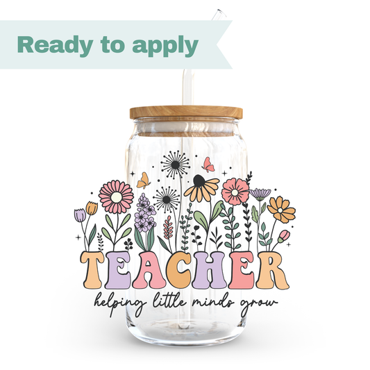Retro Flower Teacher - 16oz UVDTF cup wrap #0300