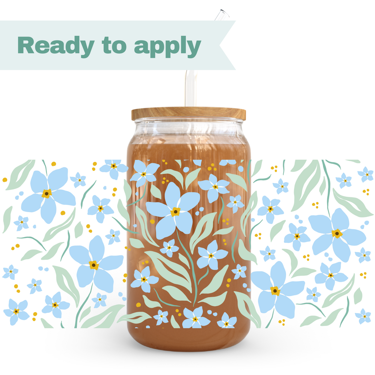 Blue Wildflowers - 16oz UVDTF cup wrap #0192