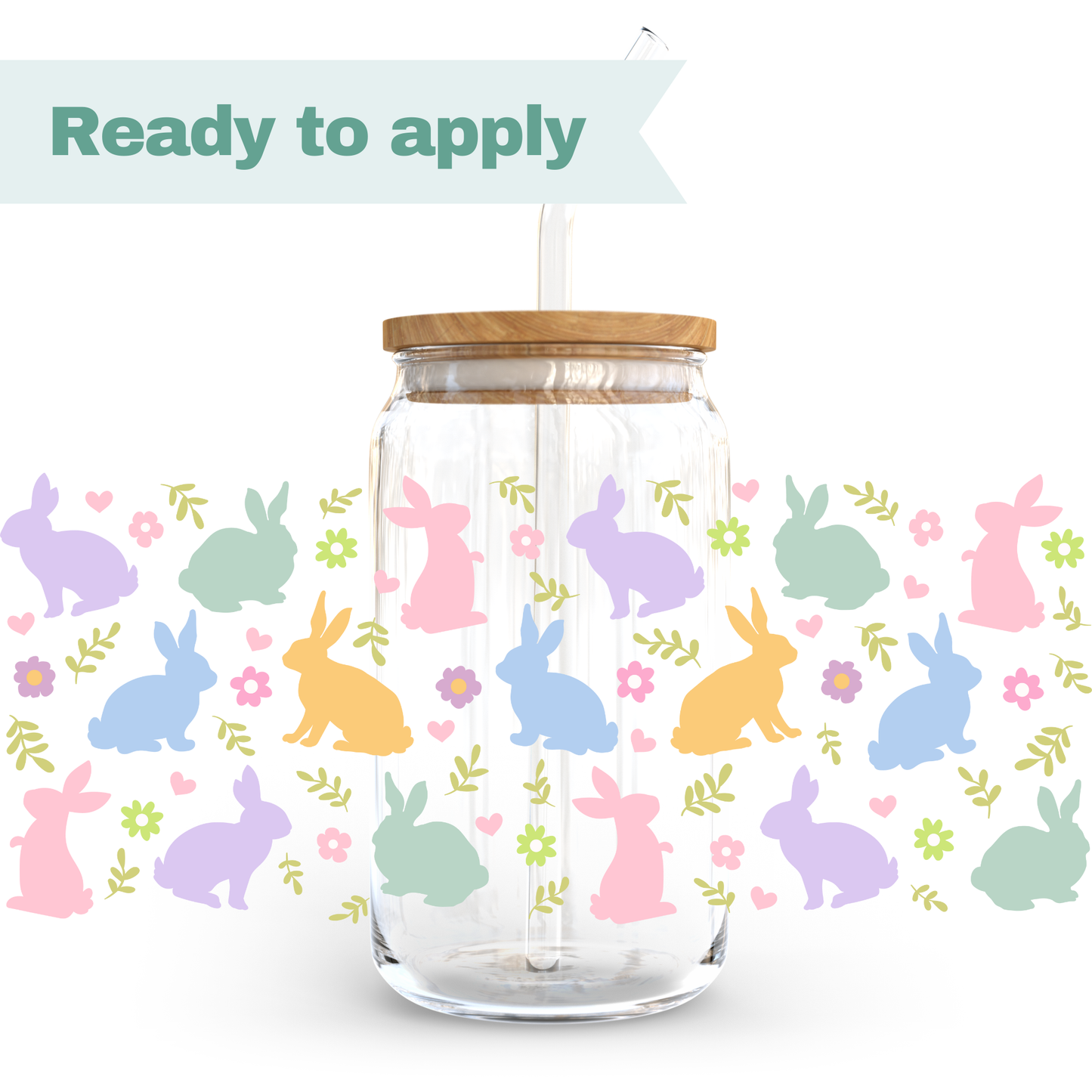 Easter Colourful Bunny - 16oz UVDTF cup wrap #0123