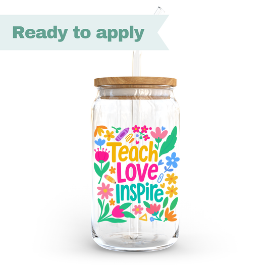 Teacher Teach Love Inspire- 16oz UVDTF cup wrap #0303