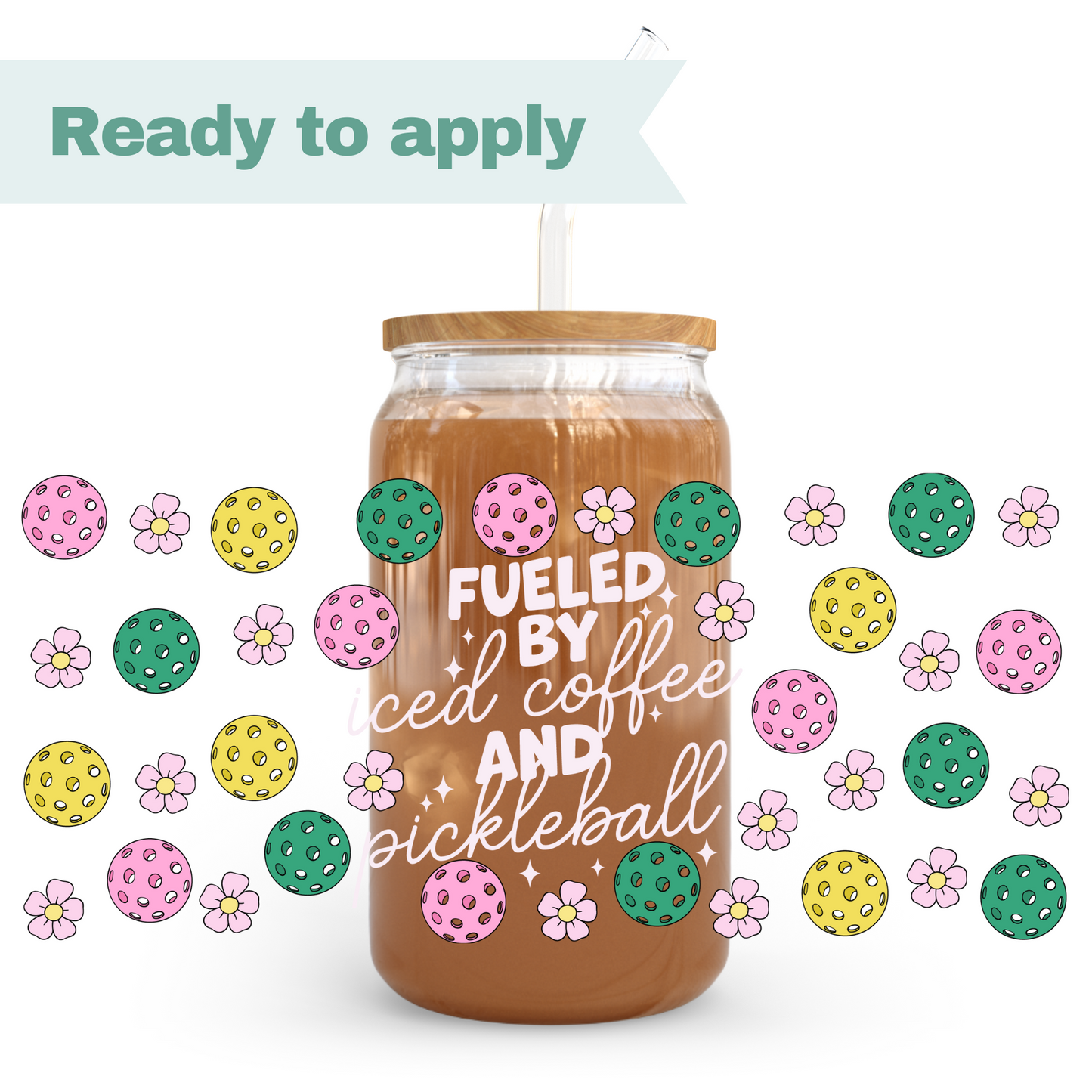Pickleball (light pink text) - 16oz UVDTF cup wrap #0198