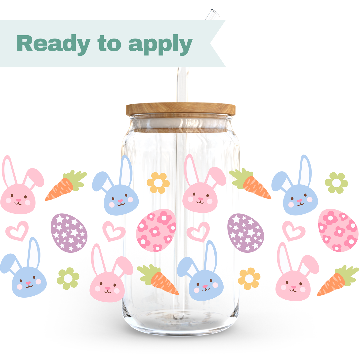 Easter Bunny Eggs - 16oz UVDTF cup wrap #0119