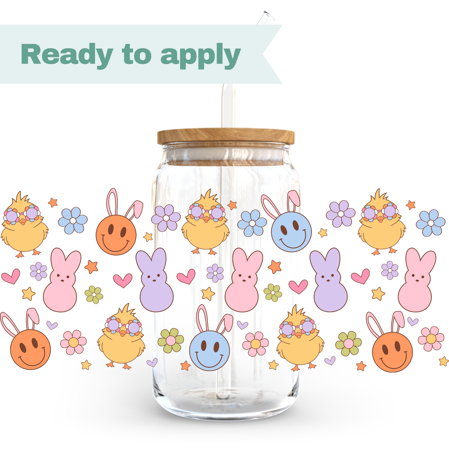 Easter Bunny and Chicks - 16oz UVDTF cup wrap #0107