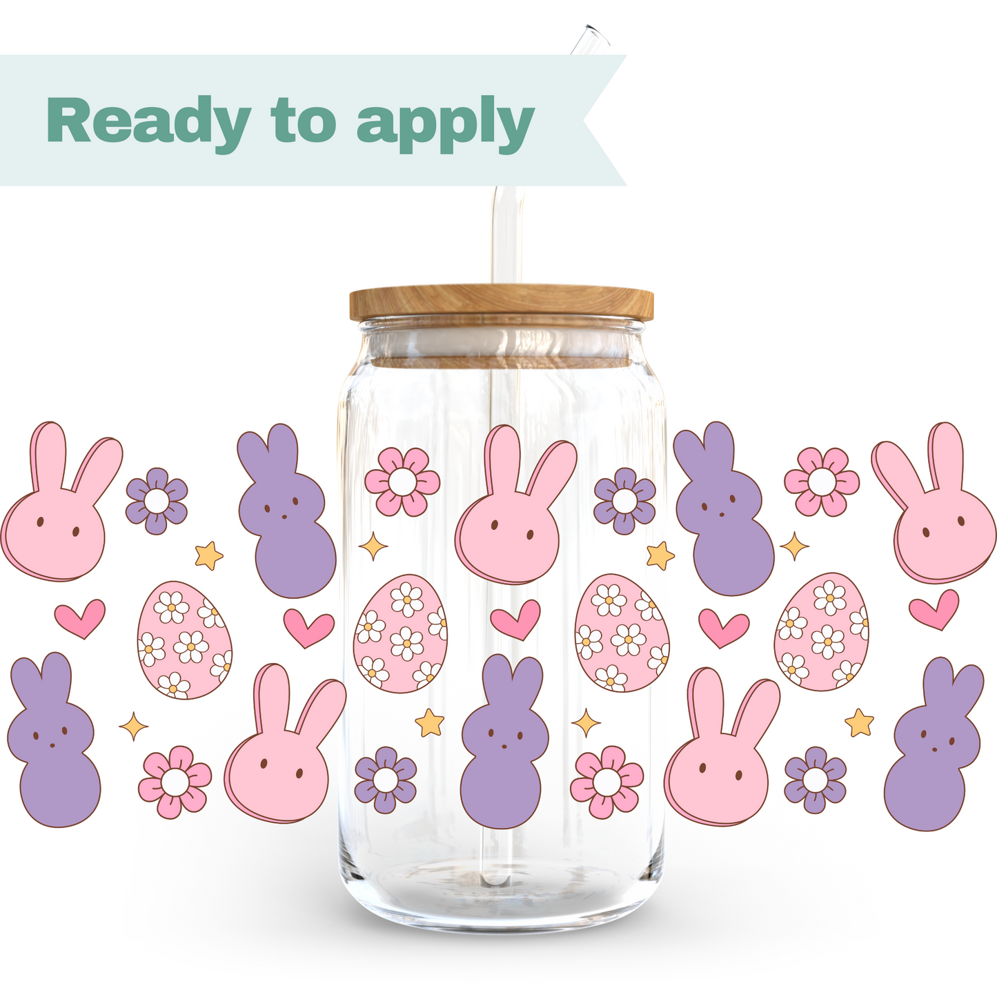 Easter Bunny Eggs - 16oz UVDTF cup wrap #0124