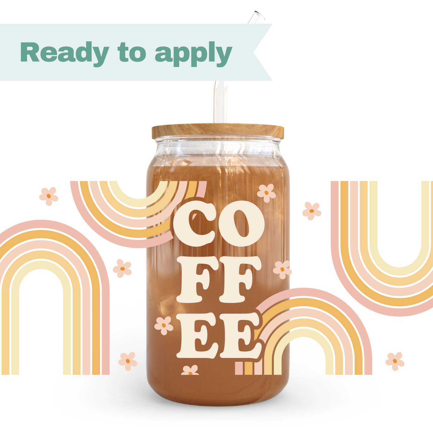 Coffee and Rainbows - 16oz UVDTF cup wrap #0236