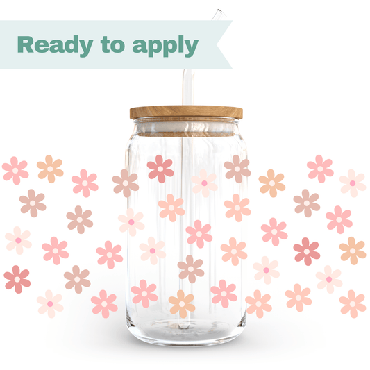 Pink daisy - 16oz UVDTF cup wrap #0003