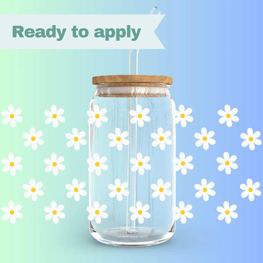 White daisy - 16oz UVDTF cup wrap #0022