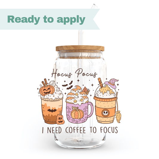 I need coffee to focus - 16oz UVDTF cup wrap #0039