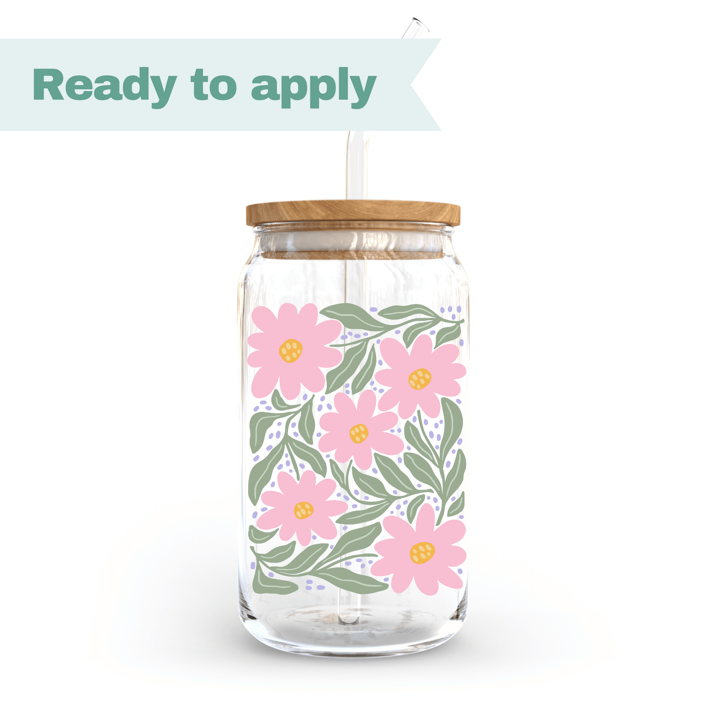 Pink Flower - 16oz UVDTF cup wrap #0097