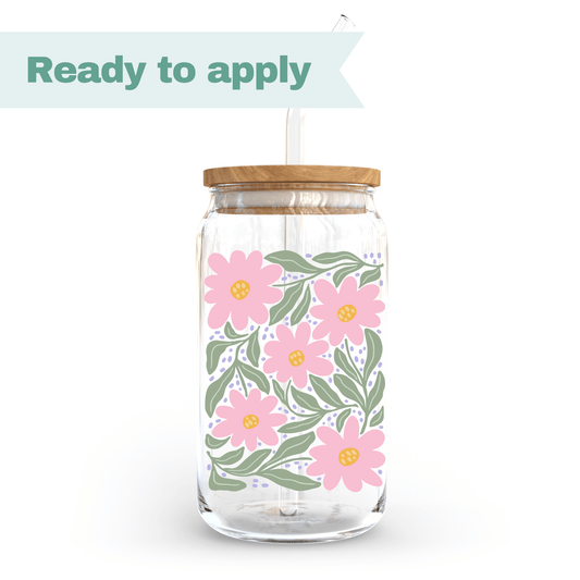 Pink Flower - 16oz UVDTF cup wrap #0097