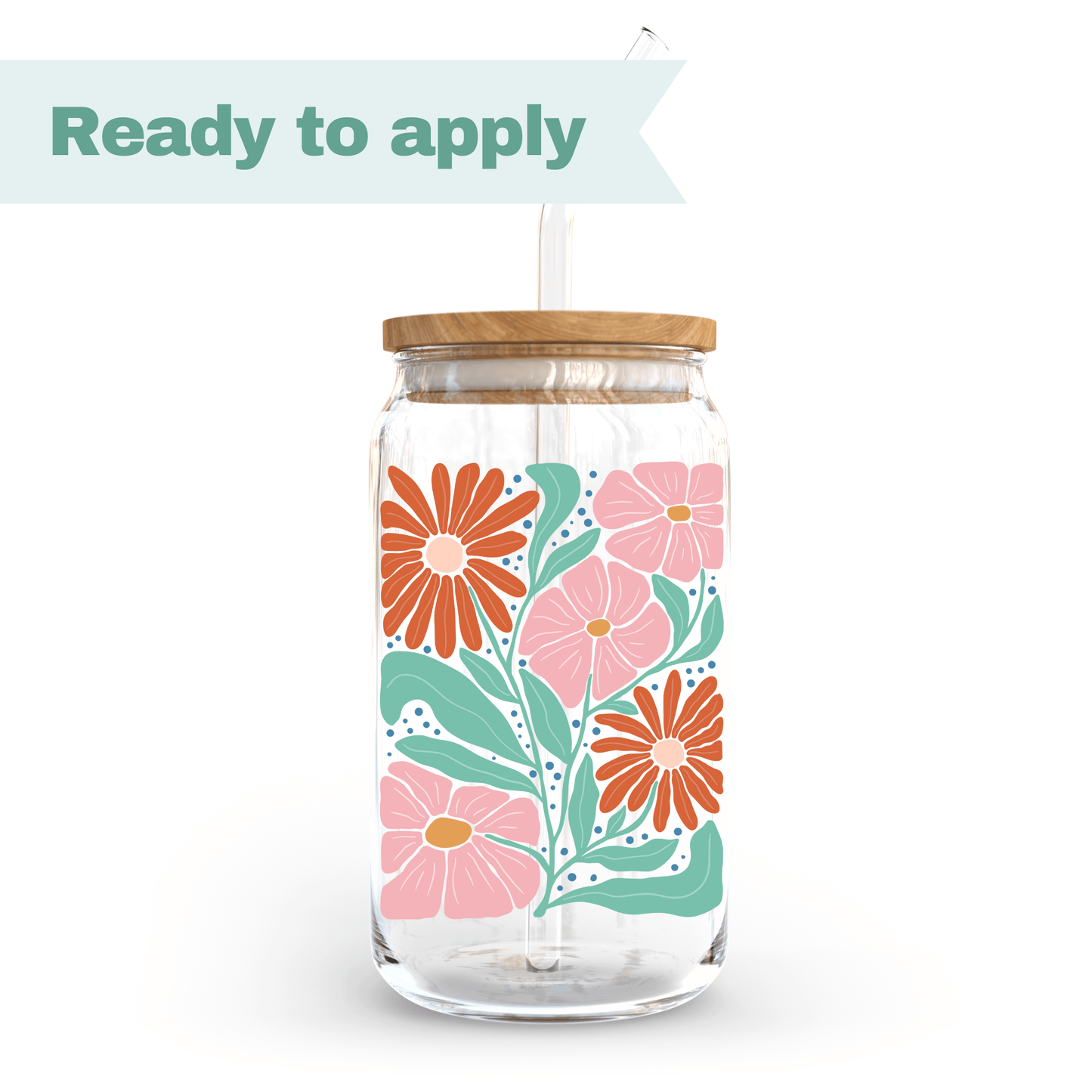 Retro Flowers - 16oz UVDTF cup wrap #0095