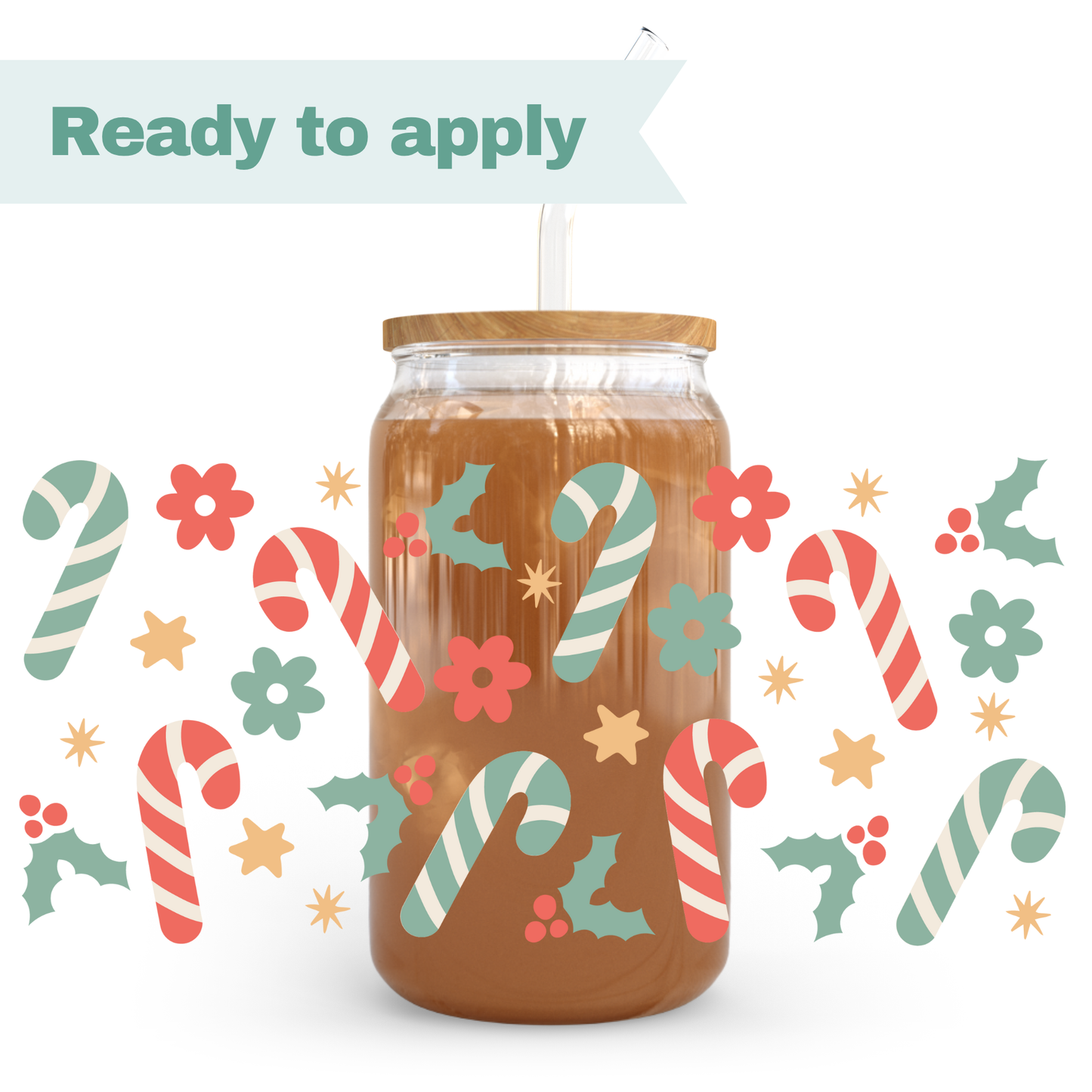 Christmas Candy Canes - 16oz UVDTF cup wrap #0257