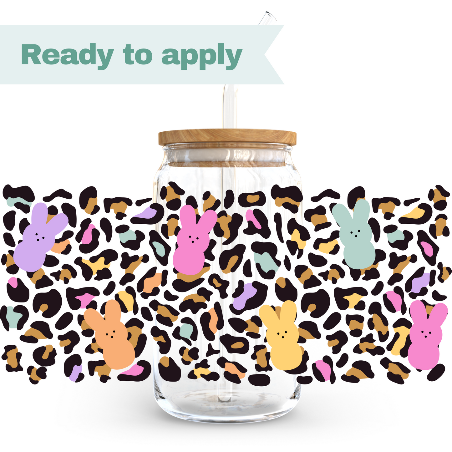 Easter Bunny Leopard - 16oz UVDTF cup wrap #0128