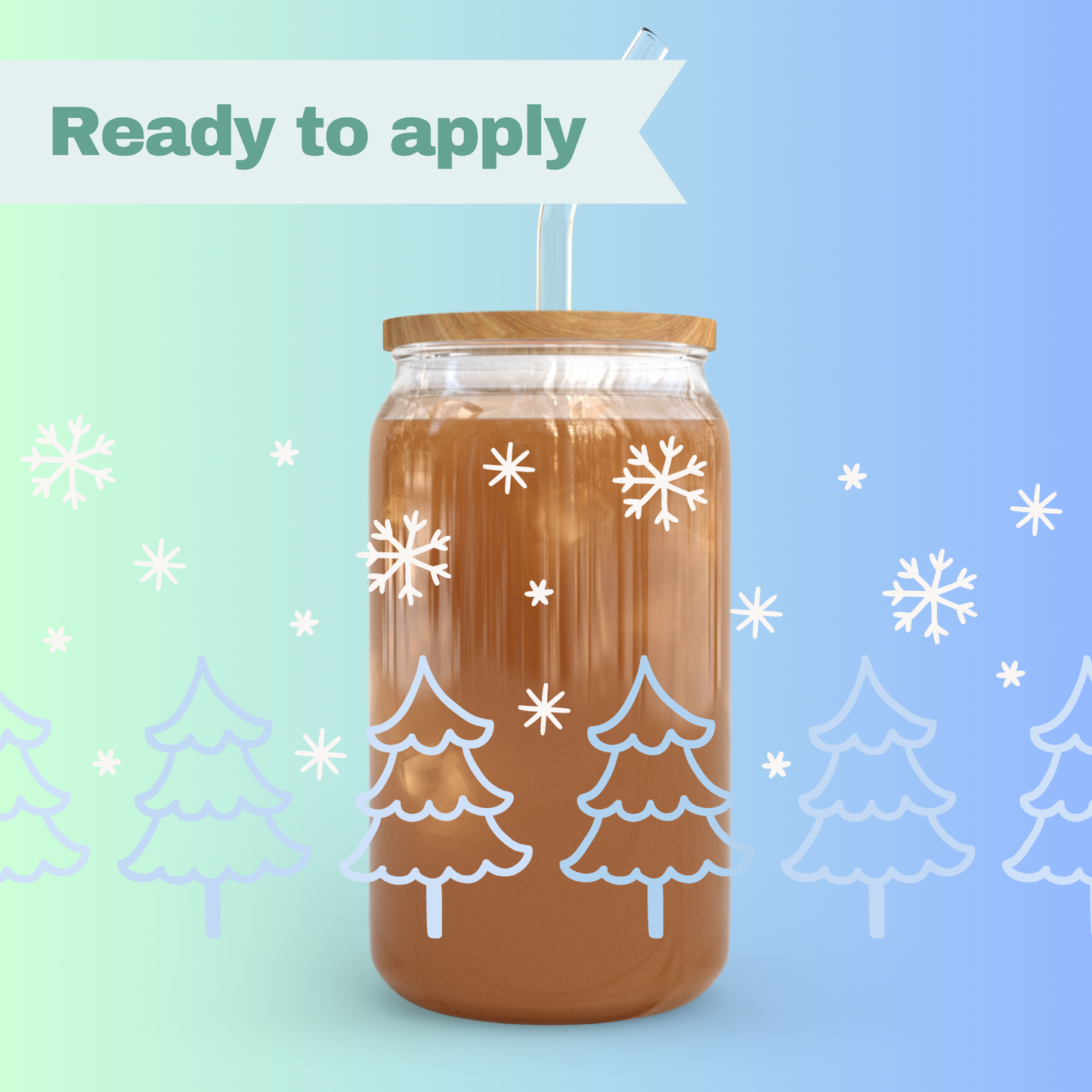 Christmas Trees and Snowflakes - 16oz UVDTF cup wrap #0251