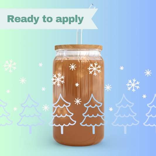 Christmas Trees and Snowflakes - 16oz UVDTF cup wrap #0251