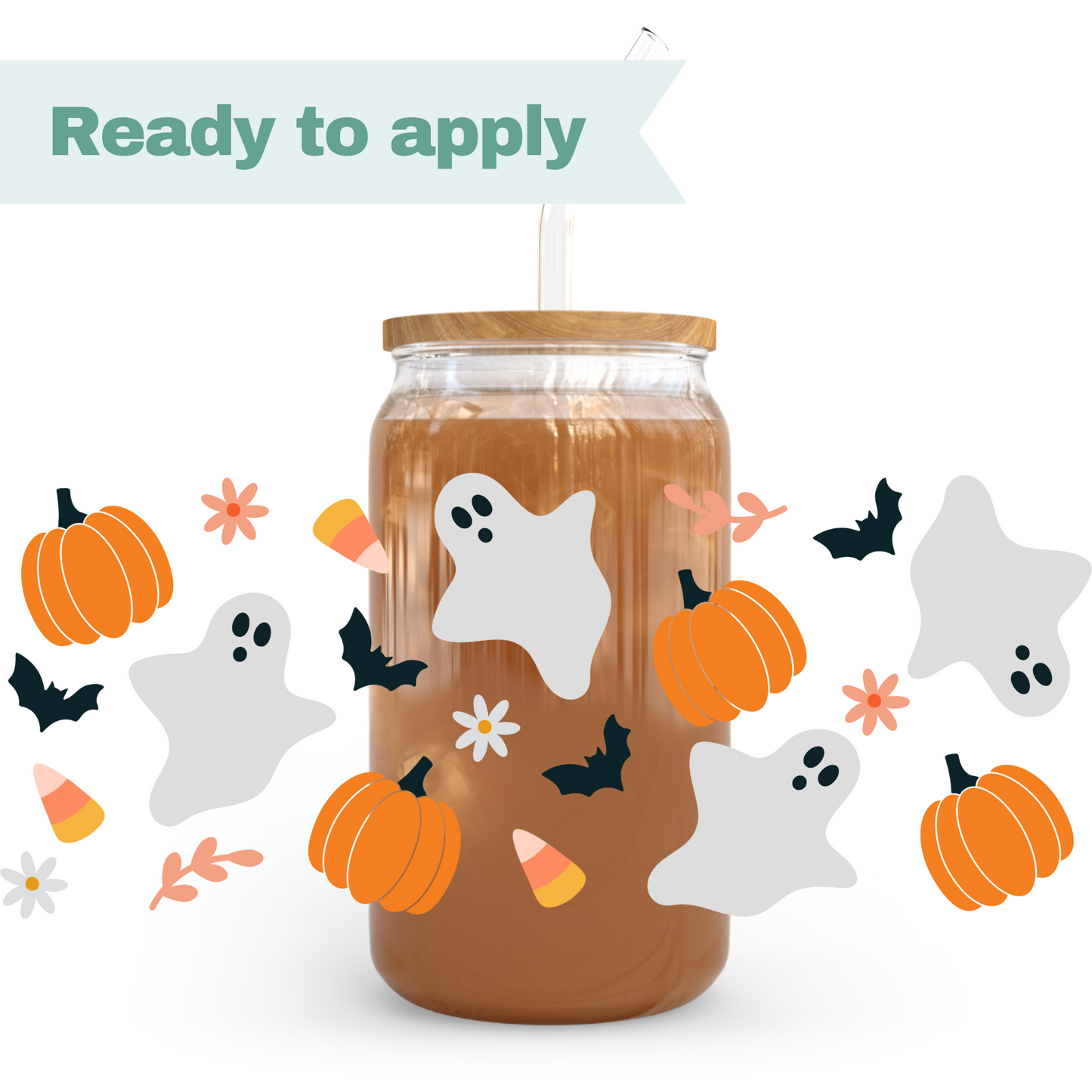 Pumpkin Ghosts - 16oz UVDTF cup wrap #0225