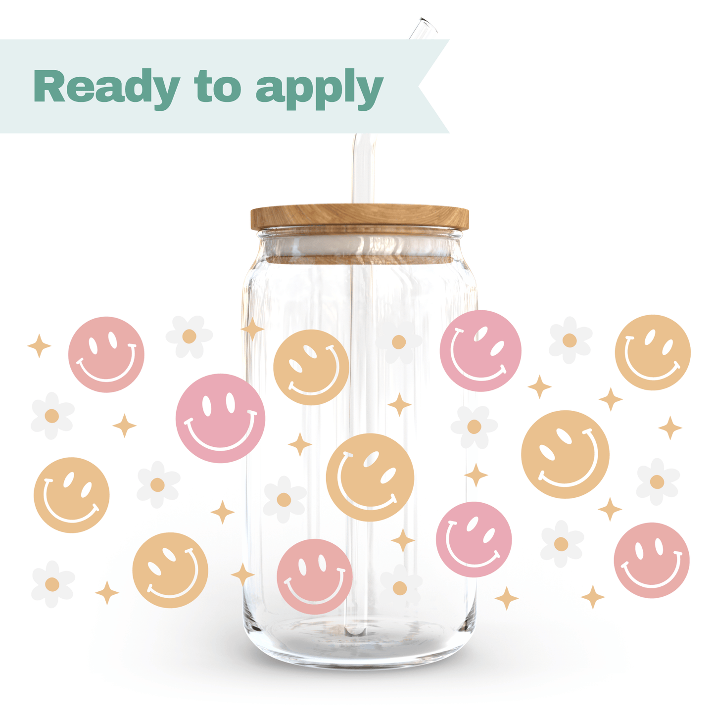 Happy Vibes - 16oz UVDTF cup wrap #0004