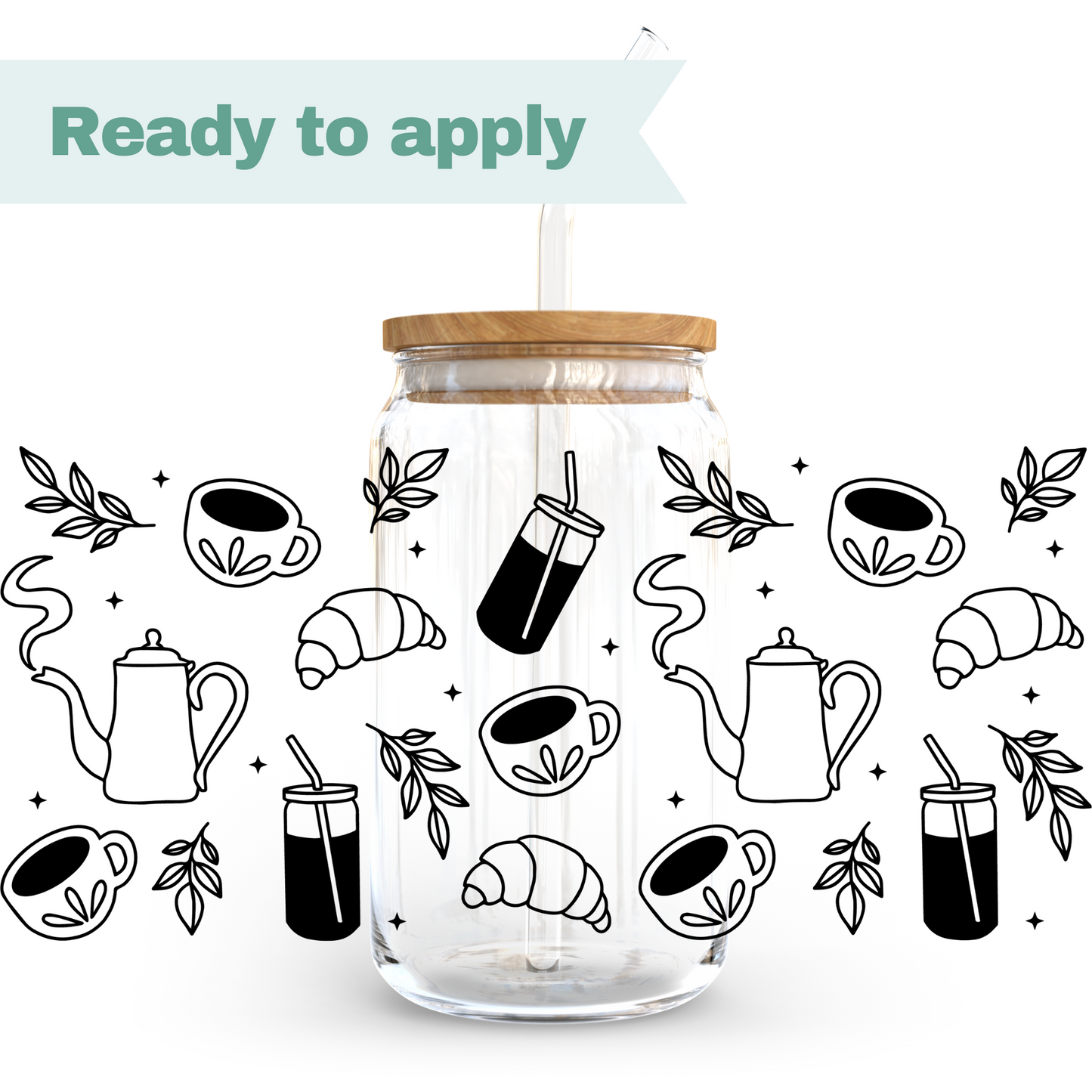 Coffee Time Outline - 16oz UVDTF cup wrap #0152