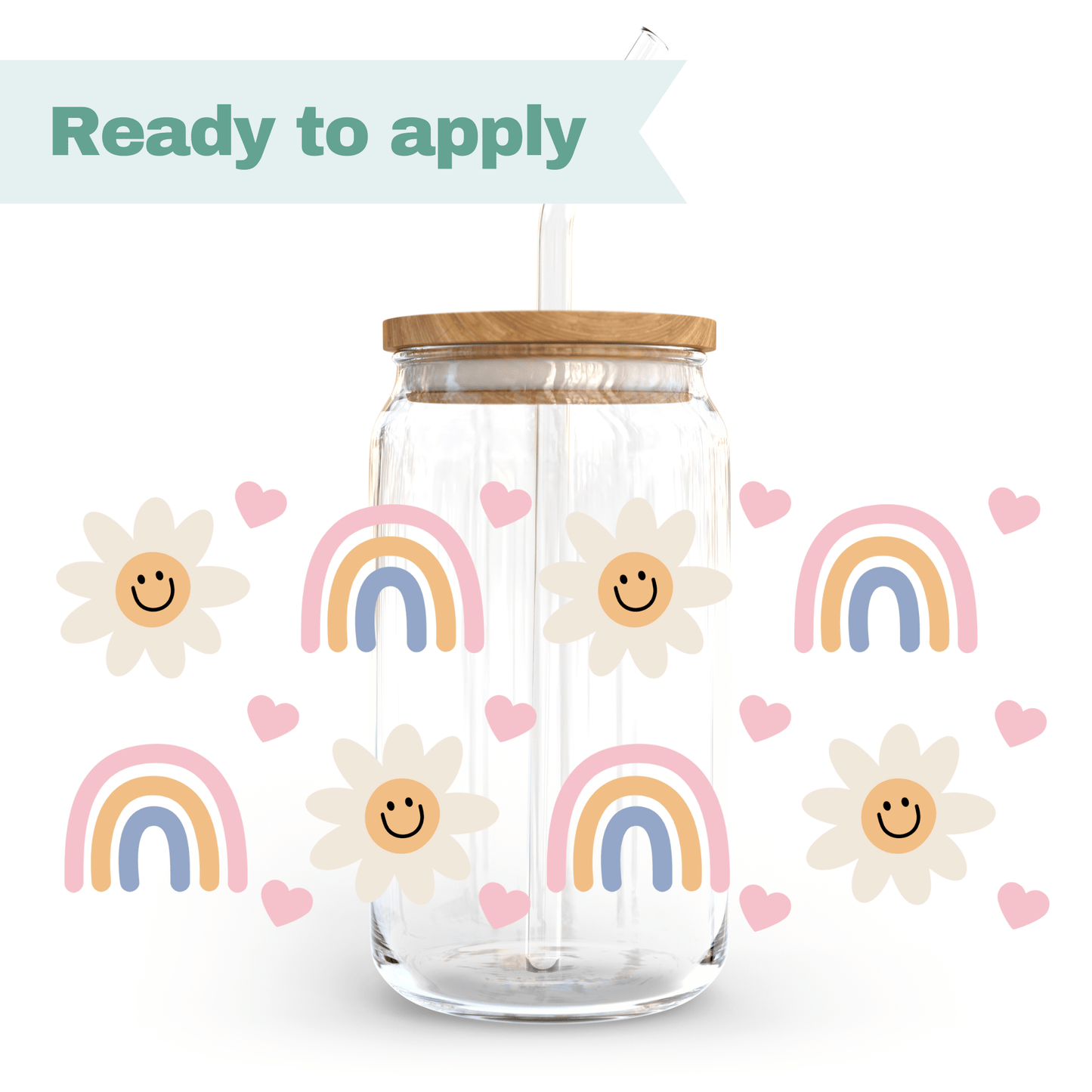 Rainbow flowers - 16oz UVDTF cup wrap #0031