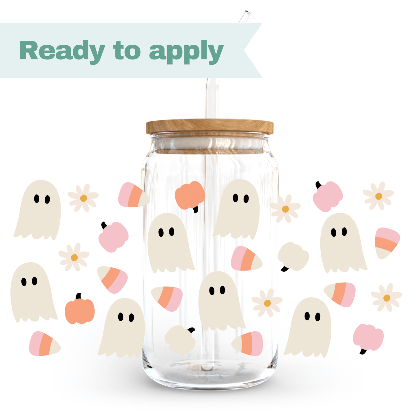 Spooky Cute Ghosts - 16oz UVDTF cup wrap #0088