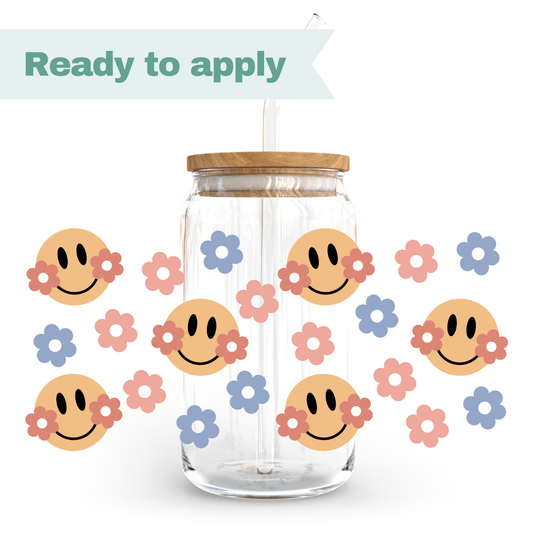 Smiley Blooms - 16oz UVDTF cup wrap #0059