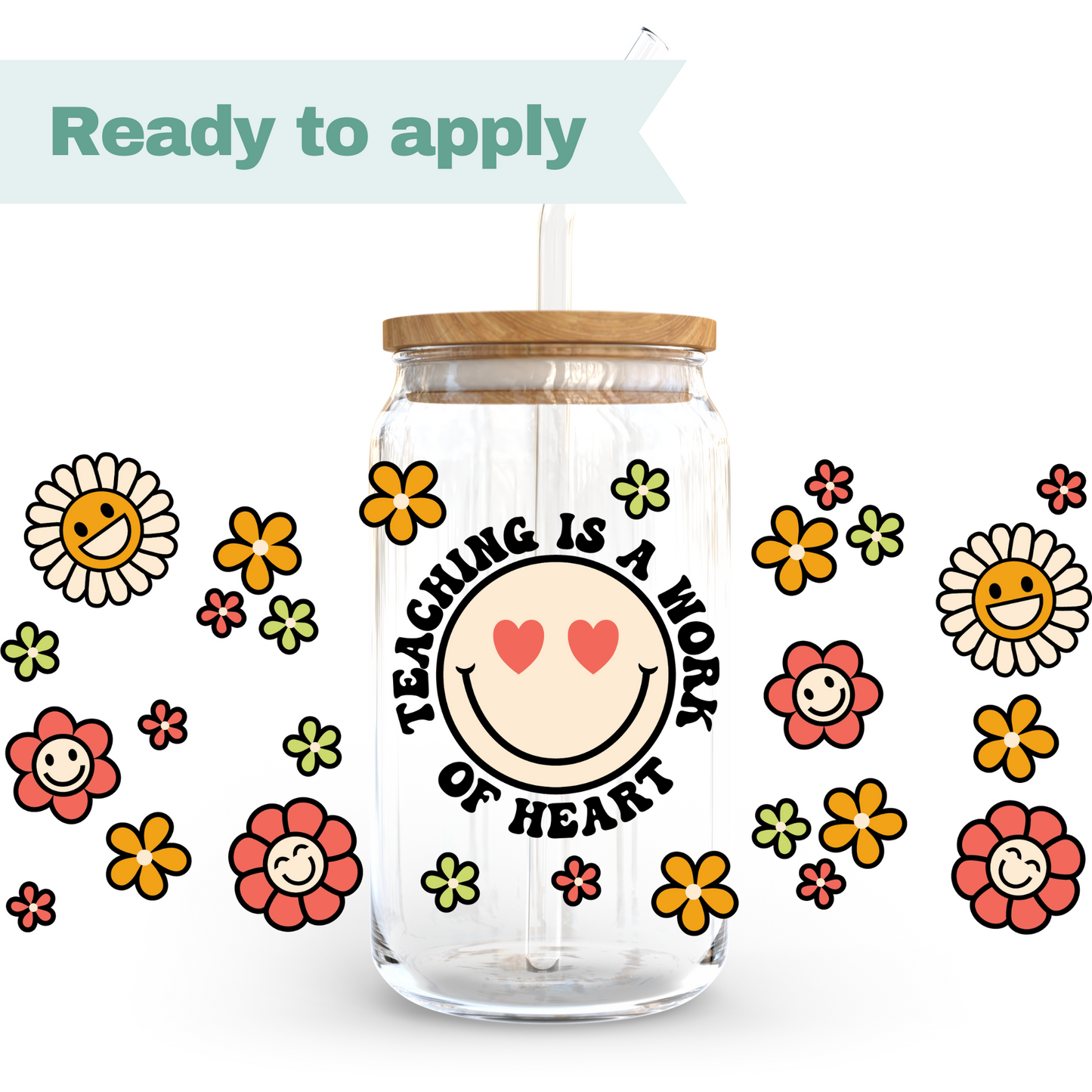 Retro Teacher  - 16oz UVDTF cup wrap #0175