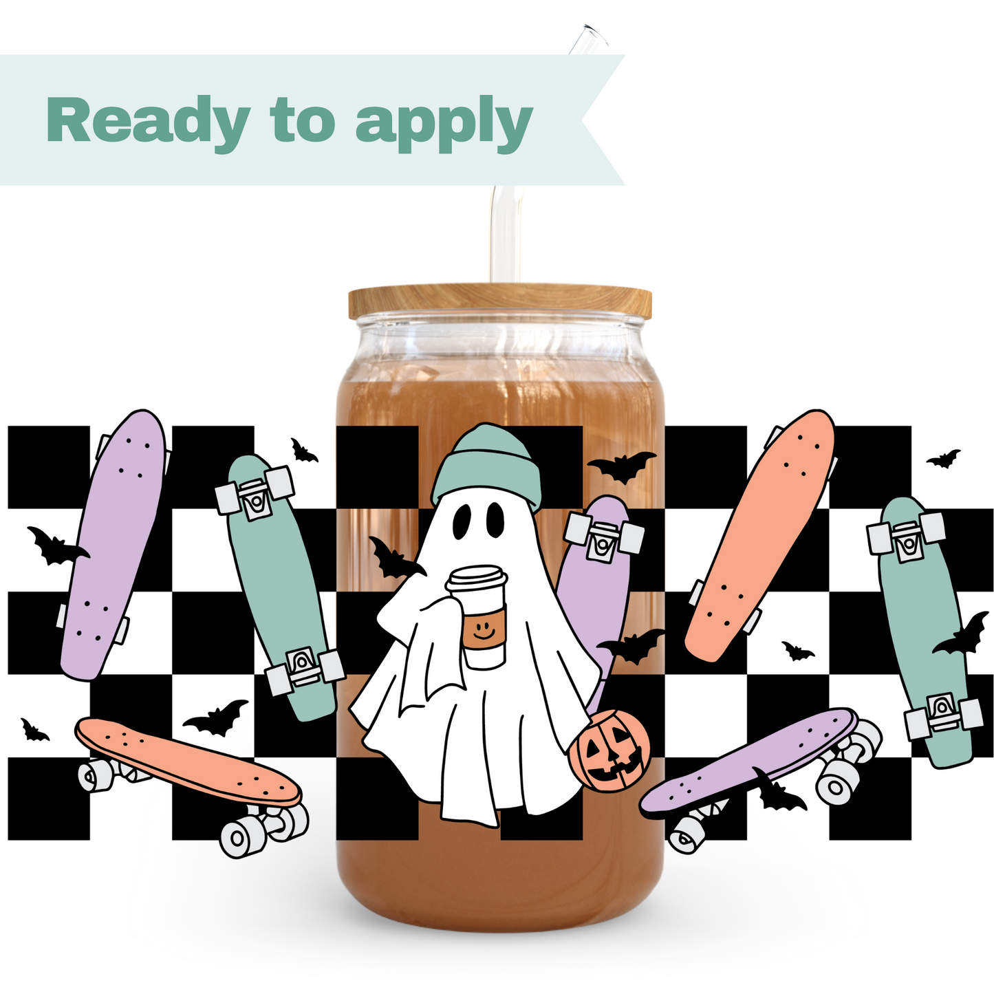 Skater Ghost - 16oz UVDTF cup wrap #0218