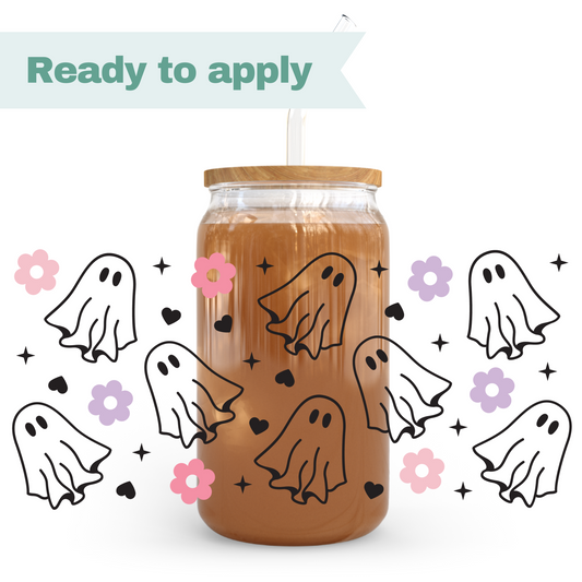 Floral Ghosts - 16oz UVDTF cup wrap #0217