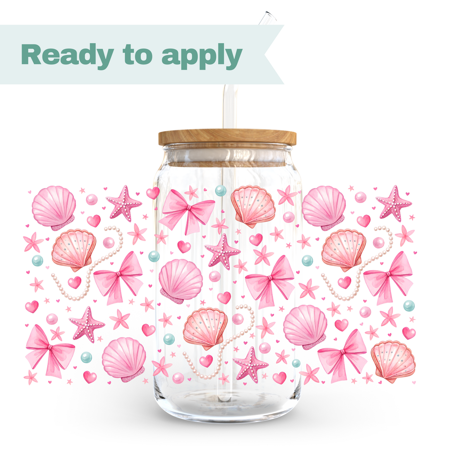 Pink Seashell - 16oz UVDTF cup wrap #0172