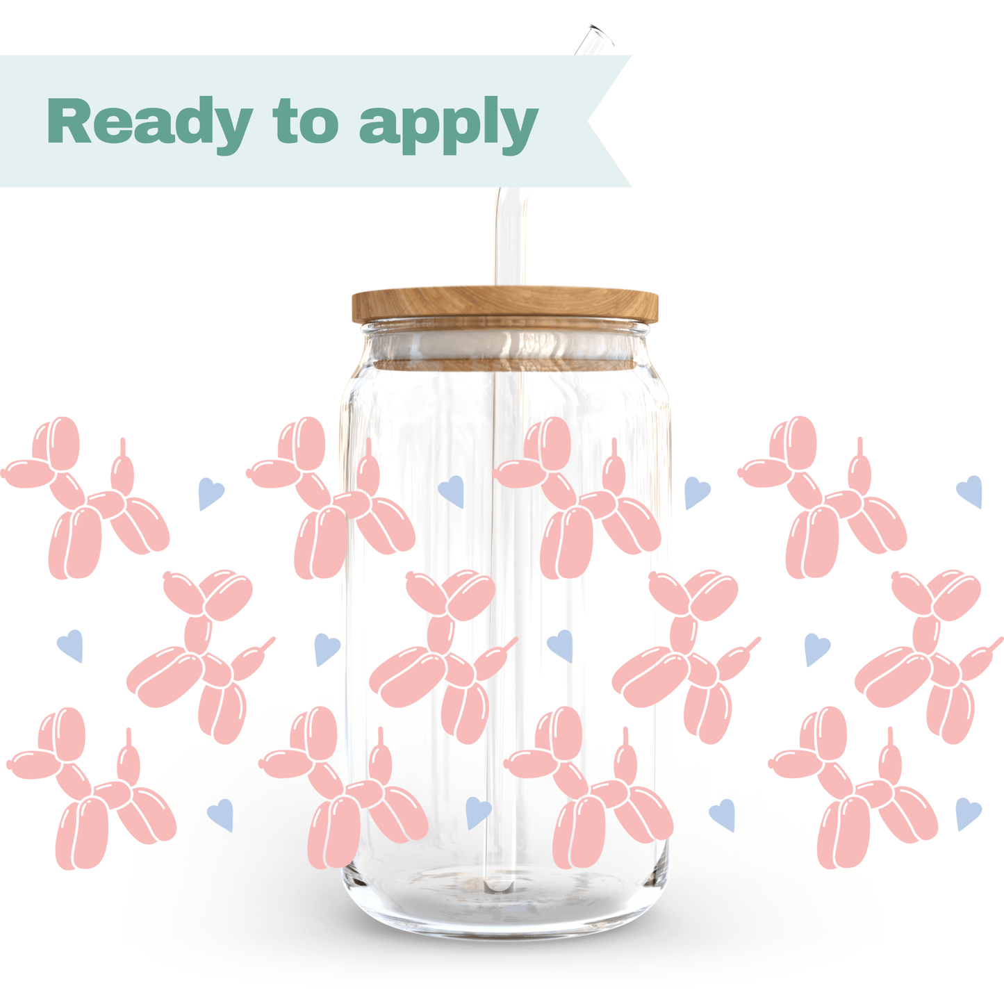 Pink Balloon Pups  - 16oz UVDTF cup wrap #0036
