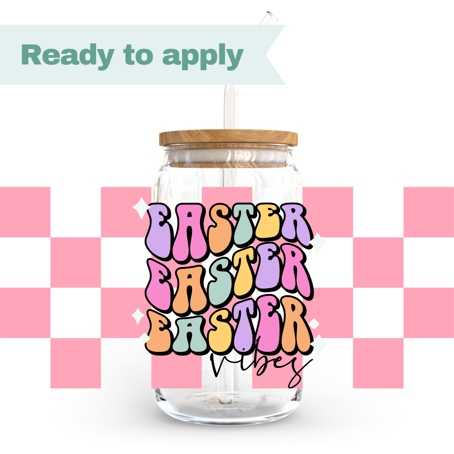 Easter vibes checkered - 16oz UVDTF cup wrap #0113
