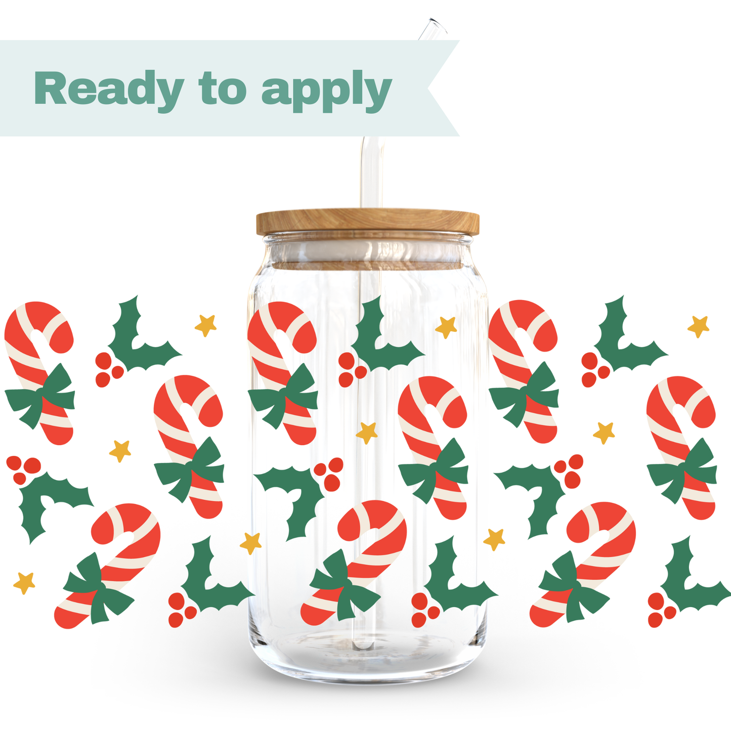 Christmas Candy Cane - 16oz UVDTF cup wrap #0288