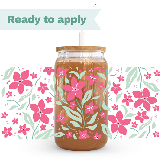 Coral Florals (Pink) - 16oz UVDTF cup wrap #0196