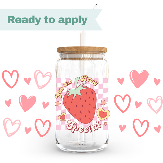 Strawberry heart - 16oz UVDTF cup wrap #0015