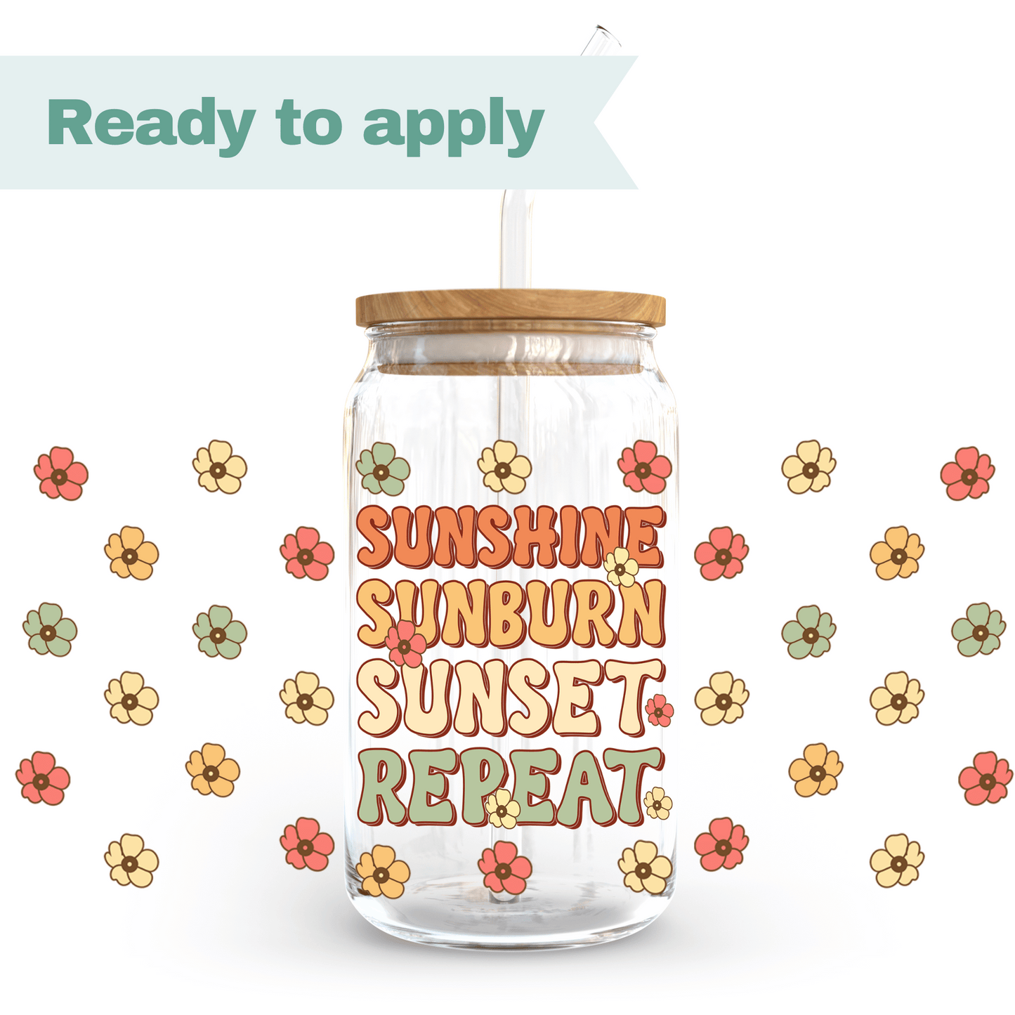 Sunshine sunset repeat - 16oz UVDTF cup wrap #0034